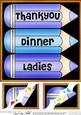 8 x 8 Thank You Dinner Ladies Pencils Scalloped Corner Toppe