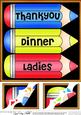 8 x 8 Thank You Dinner Ladies Pencils Scalloped Corner Toppe