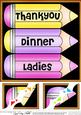 8 x 8 Thank You Dinner Ladies Pencils Scalloped Corner Toppe