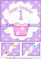 8 x 8 1st Birthday Cupcake Felties Scalloped Corner Topper