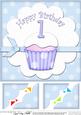 8 x 8 1st Birthday Cupcake Felties Scalloped Corner Topper