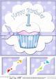 8 x 8 1st Birthday Cupcake Felties Scalloped Corner Topper