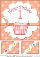 8 x 8 1st Birthday Cupcake Felties Scalloped Corner Topper