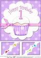 8 x 8 1st Birthday Cupcake Felties Scalloped Corner Topper