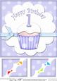 8 x 8 1st Birthday Cupcake Felties Scalloped Corner Topper