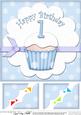 8 x 8 1st Birthday Cupcake Felties Scalloped Corner Topper