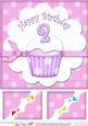 8 x 8 2nd Birthday Cupcake Felties Scalloped Corner Topper