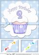 8 x 8 2nd Birthday Cupcake Felties Scalloped Corner Topper