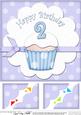 8 x 8 2nd Birthday Cupcake Felties Scalloped Corner Topper