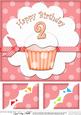 8 x 8 2nd Birthday Cupcake Felties Scalloped Corner Topper