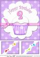 8 x 8 2nd Birthday Cupcake Felties Scalloped Corner Topper
