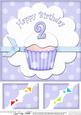 8 x 8 2nd Birthday Cupcake Felties Scalloped Corner Topper