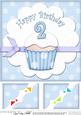 8 x 8 2nd Birthday Cupcake Felties Scalloped Corner Topper