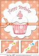 8 x 8 4th Birthday Cupcake Felties Scalloped Corner Topper