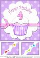8 x 8 4th Birthday Cupcake Felties Scalloped Corner Topper