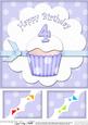 8 x 8 4th Birthday Cupcake Felties Scalloped Corner Topper
