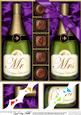 8 x 8 Mr & Mrs Champers N Chocs Scalloped Corner Topper