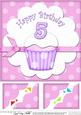 8 x 8 5th Birthday Cupcake Felties Scalloped Corner Topper