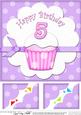 8 x 8 5th Birthday Cupcake Felties Scalloped Corner Topper