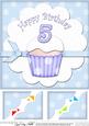8 x 8 5th Birthday Cupcake Felties Scalloped Corner Topper