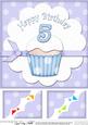 8 x 8 5th Birthday Cupcake Felties Scalloped Corner Topper