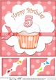 8 x 8 5th Birthday Cupcake Felties Scalloped Corner Topper