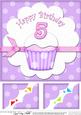 8 x 8 5th Birthday Cupcake Felties Scalloped Corner Topper