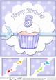 8 x 8 5th Birthday Cupcake Felties Scalloped Corner Topper