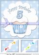8 x 8 5th Birthday Cupcake Felties Scalloped Corner Topper