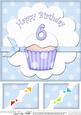 8 x 8 6th Birthday Cupcake Felties Scalloped Corner Topper