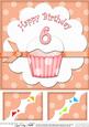 8 x 8 6th Birthday Cupcake Felties Scalloped Corner Topper