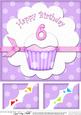 8 x 8 6th Birthday Cupcake Felties Scalloped Corner Topper