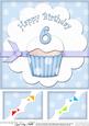 8 x 8 6th Birthday Cupcake Felties Scalloped Corner Topper