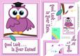 A5 Wise Owl Exam Good Luck Felties Scallop Side Stacker