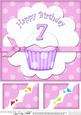 8 x 8 7th Birthday Cupcake Felties Scalloped Corner Topper