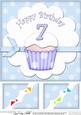 8 x 8 7th Birthday Cupcake Felties Scalloped Corner Topper