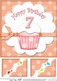 8 x 8 7th Birthday Cupcake Felties Scalloped Corner Topper
