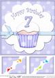 8 x 8 7th Birthday Cupcake Felties Scalloped Corner Topper