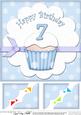 8 x 8 7th Birthday Cupcake Felties Scalloped Corner Topper