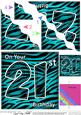 Funky Fun Zebra Print 21st Birthday Wavy Corner Side Stacker