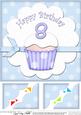 8 x 8 8th Birthday Cupcake Felties Scalloped Corner Topper
