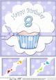8 x 8 8th Birthday Cupcake Felties Scalloped Corner Topper