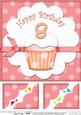 8 x 8 8th Birthday Cupcake Felties Scalloped Corner Topper