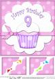 8 x 8 9th Birthday Cupcake Felties Scalloped Corner Topper