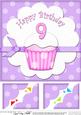 8 x 8 9th Birthday Cupcake Felties Scalloped Corner Topper