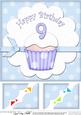8 x 8 9th Birthday Cupcake Felties Scalloped Corner Topper
