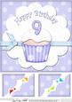 8 x 8 9th Birthday Cupcake Felties Scalloped Corner Topper
