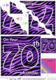 Funky Fun Zebra Print 70th Birthday Wavy Corner Side Stacker