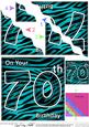 Funky Fun Zebra Print 70th Birthday Wavy Corner Side Stacker