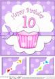 8 x 8 10th Birthday Cupcake Felties Scalloped Corner Topper